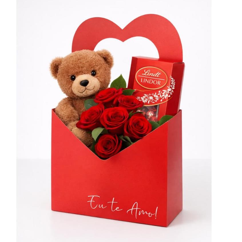 Kit Caixas Envelope Love Embalagem Presente e Arranjo Floral