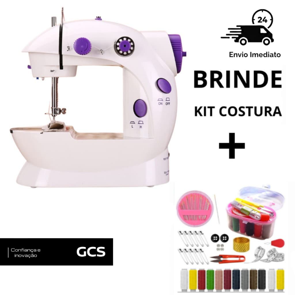 Mini Maquina Costura Elétrica com Pedal 110v-220v + BRINDE