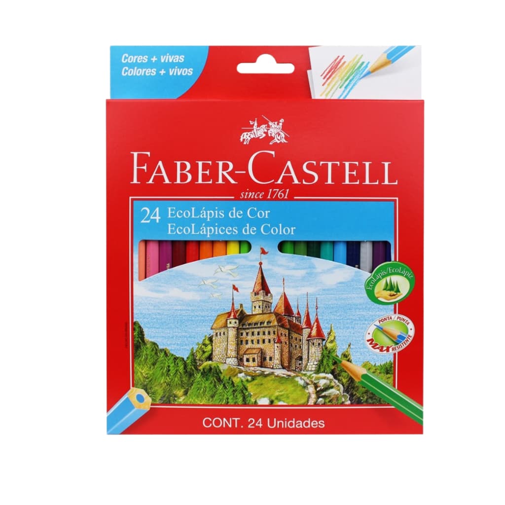 Lápis De Cor Faber Castell Escolar 24 Cores Ecolapis Max Resistente Original
