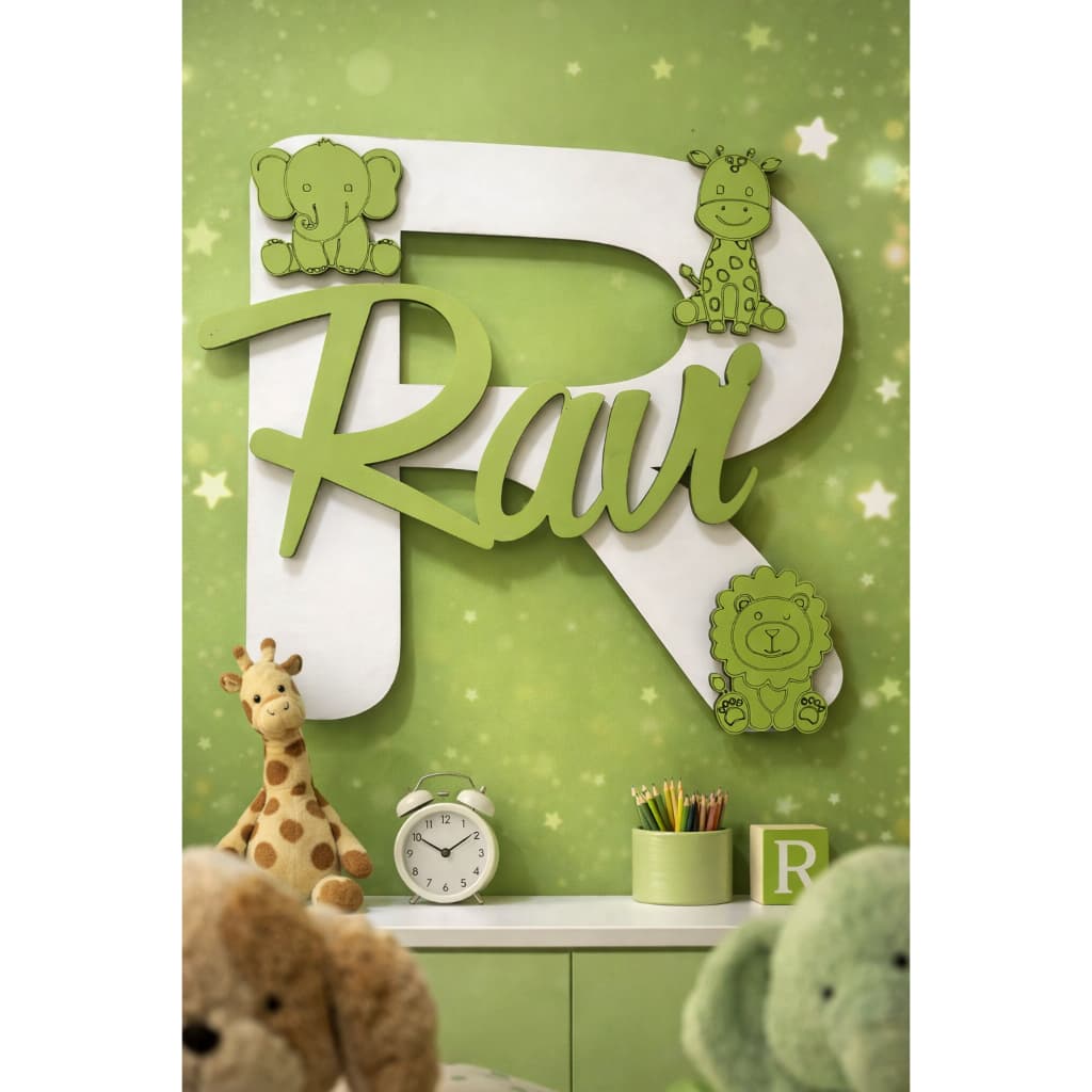 Luminária Infantil Personalizada em MDF com Nome – Letra Decorativa LED 30*30