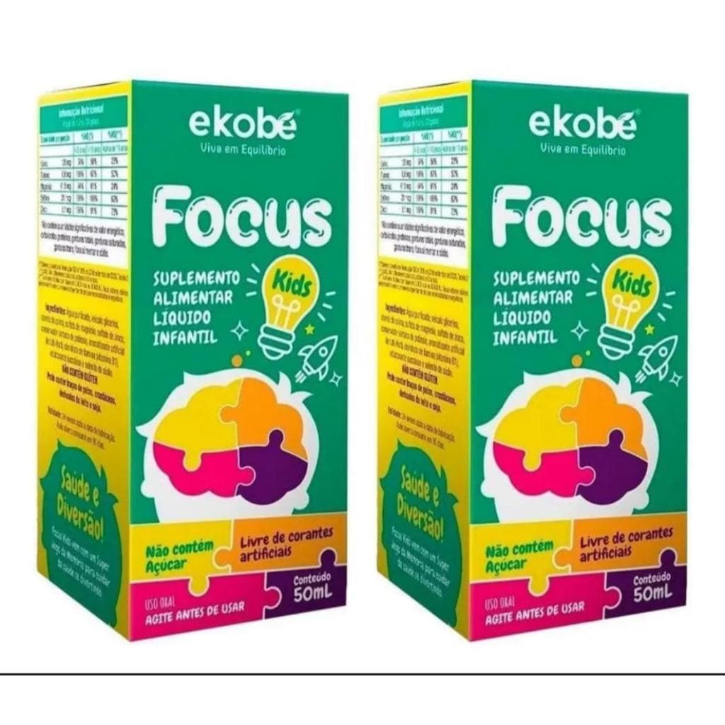 Kit 2 X Focus Kids Suplemento Líquido Para Memória Infantil Tutti Frutti Ekobé