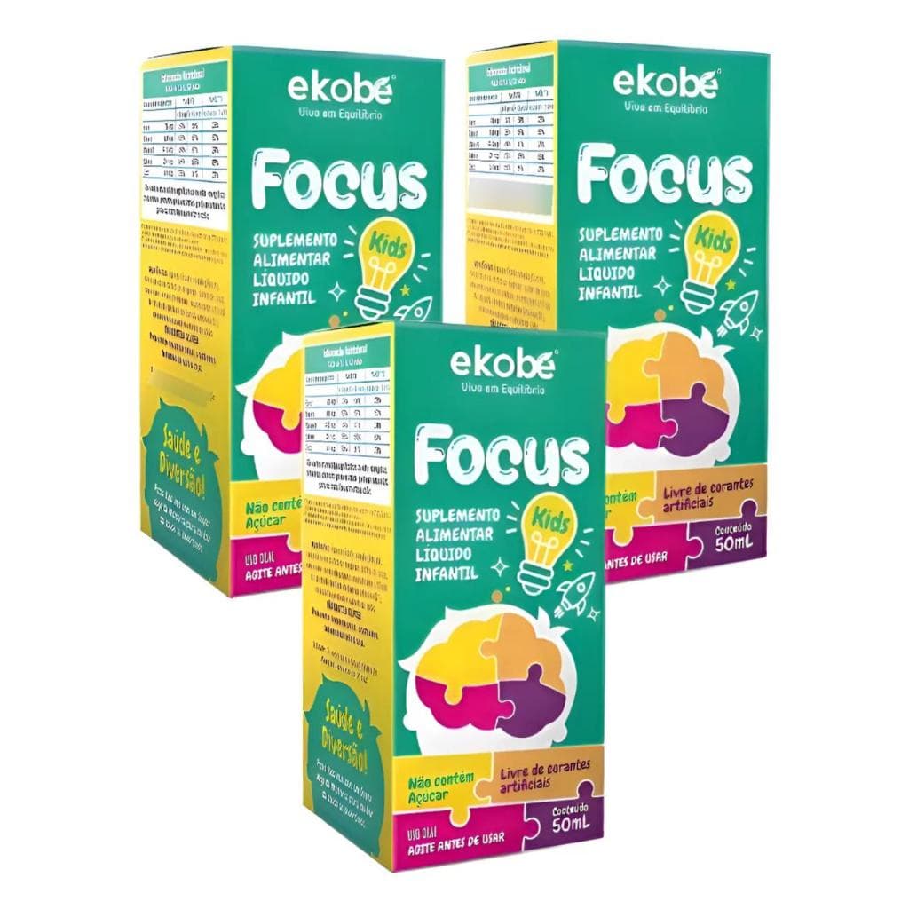 Kit 3 X Focus Kids Suplemento Líquido Para Memória Infantil Tutti Frutti Ekobé