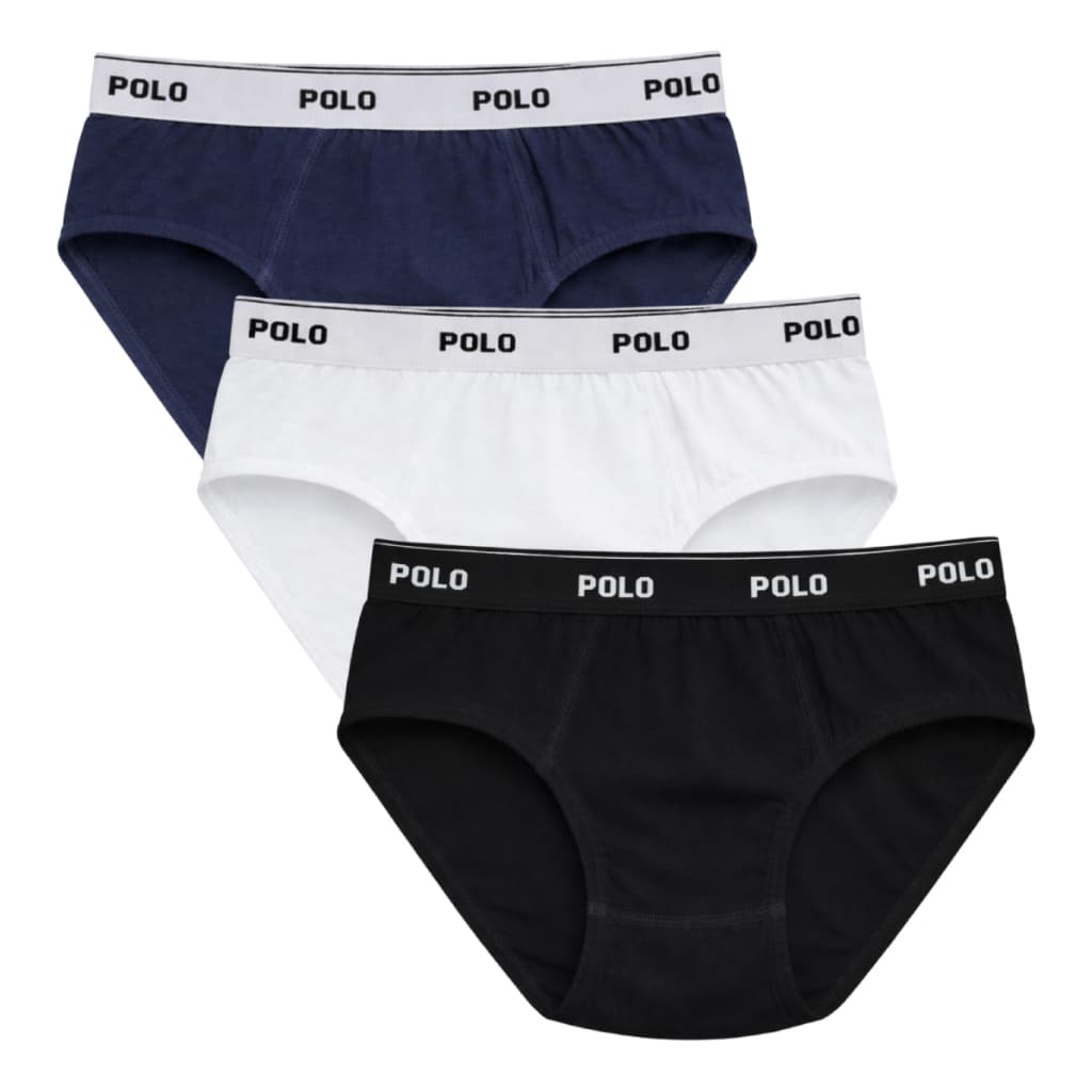 Pacote Original com 3 Cuecas Slip Polo Star Cotton Algodão Penteado Masculina Básica e Confortável