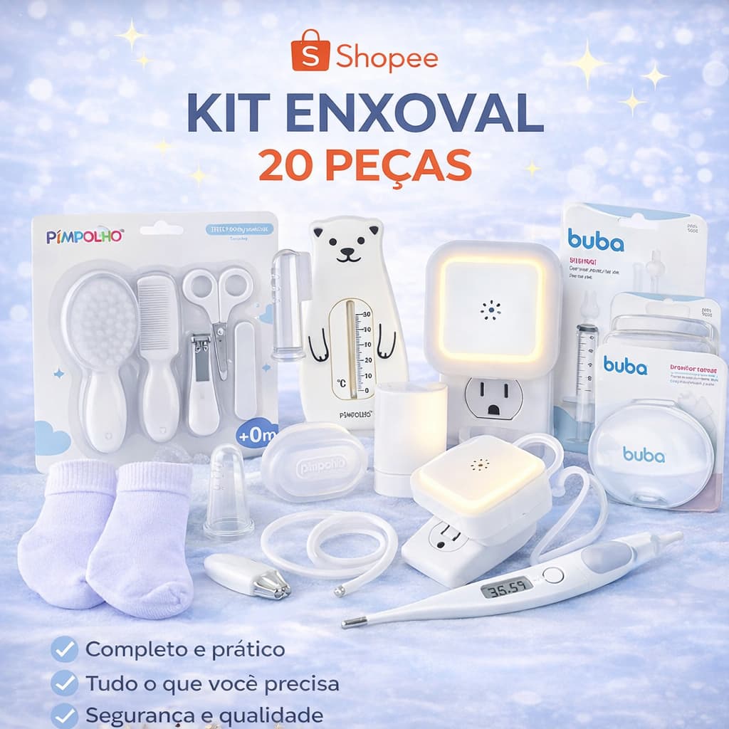 Kit Enxoval Bebê 20 Peças Completo | Higiene, Saúde e Cuidados Essenciais Recém-Nascido