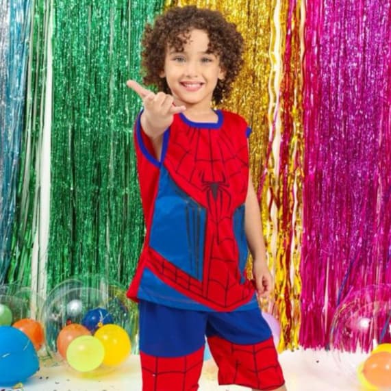 Fantasia Infantil Homem Aranha Conjunto Blusa e Short Menino Promoção