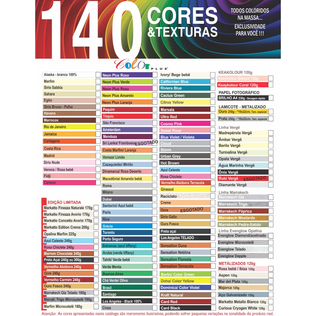 50 Color Plus 180g tamanho A4, Original