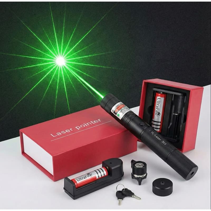 Caneta Laser Verde 50000mW 100km Astronomia Tático Profissional Ultra Potente Caixa Reforçada Bateria com Carregador