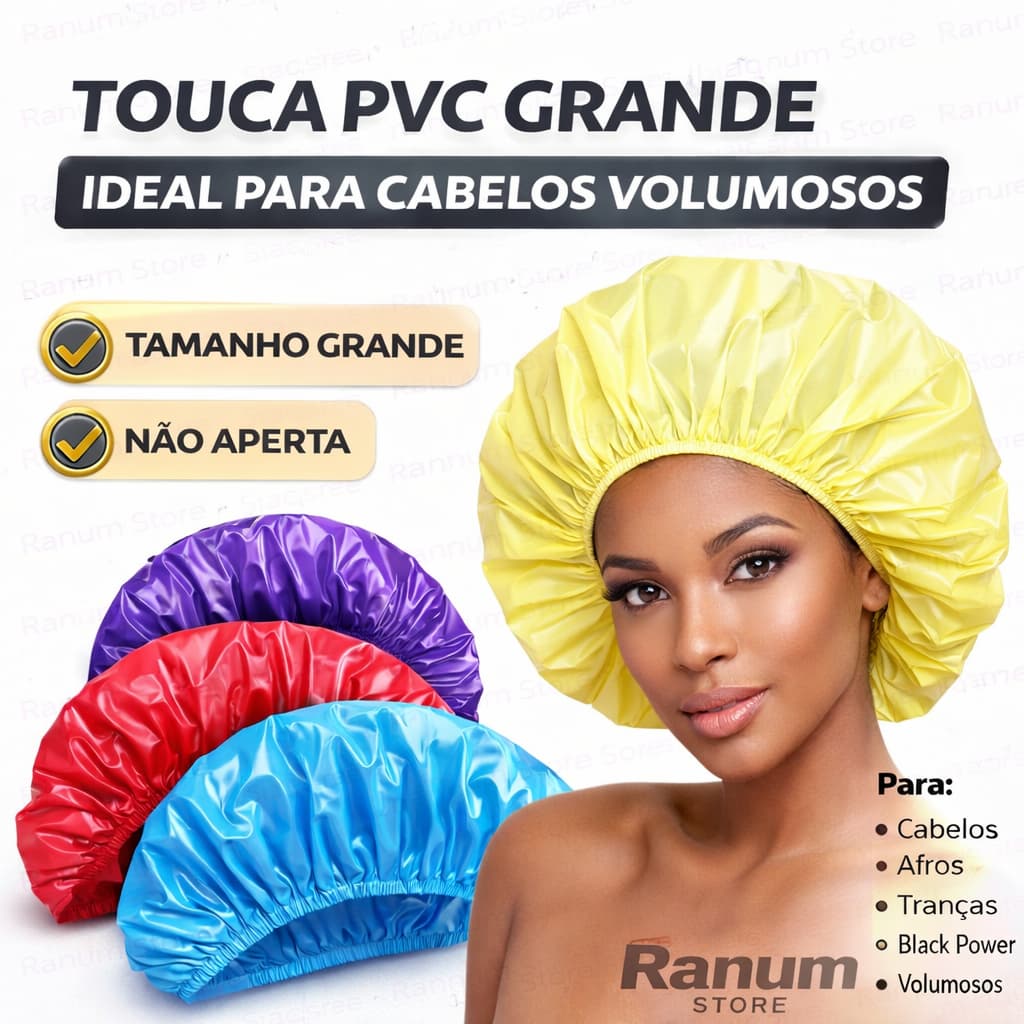 Touca PVC Grande para Banho – Ideal para Cabelos Volumosos