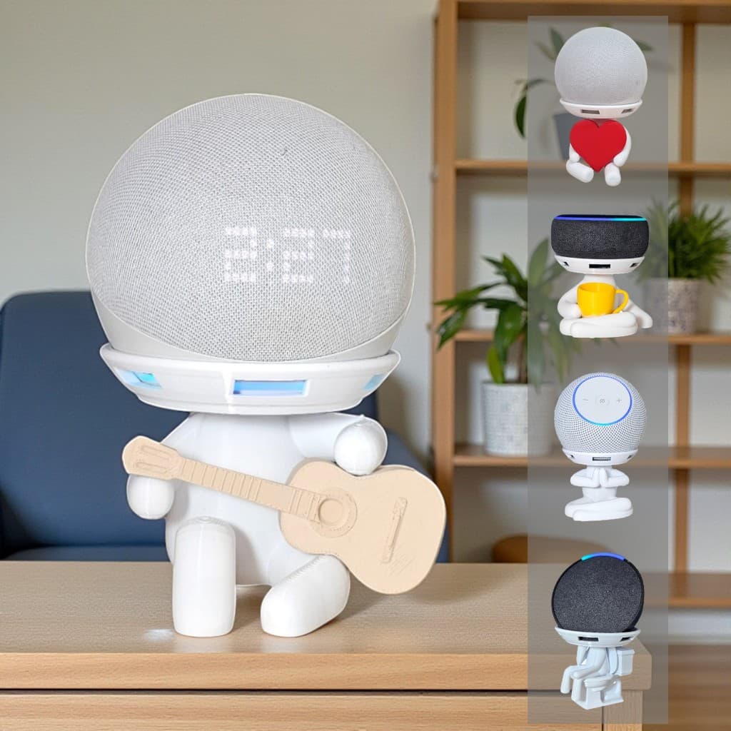 Suporte Alexa Echo Dot 3, 4 e 5, Echo Max e Pop. Coleção Robert Decor Multiuso Decoração Presente