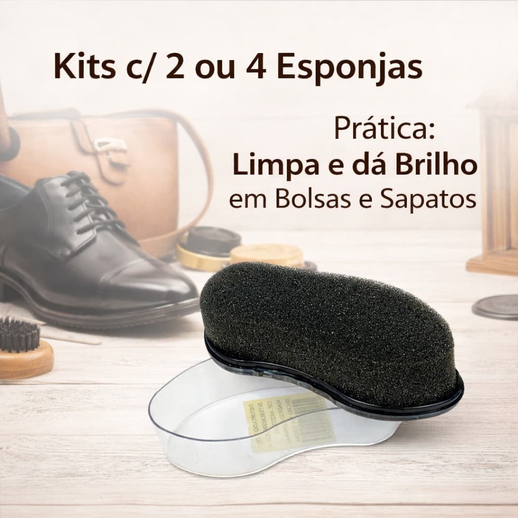 Kit 2/4 Esponja de Limpeza Sapatos Pratica de Brilho Sapatos Bolsas