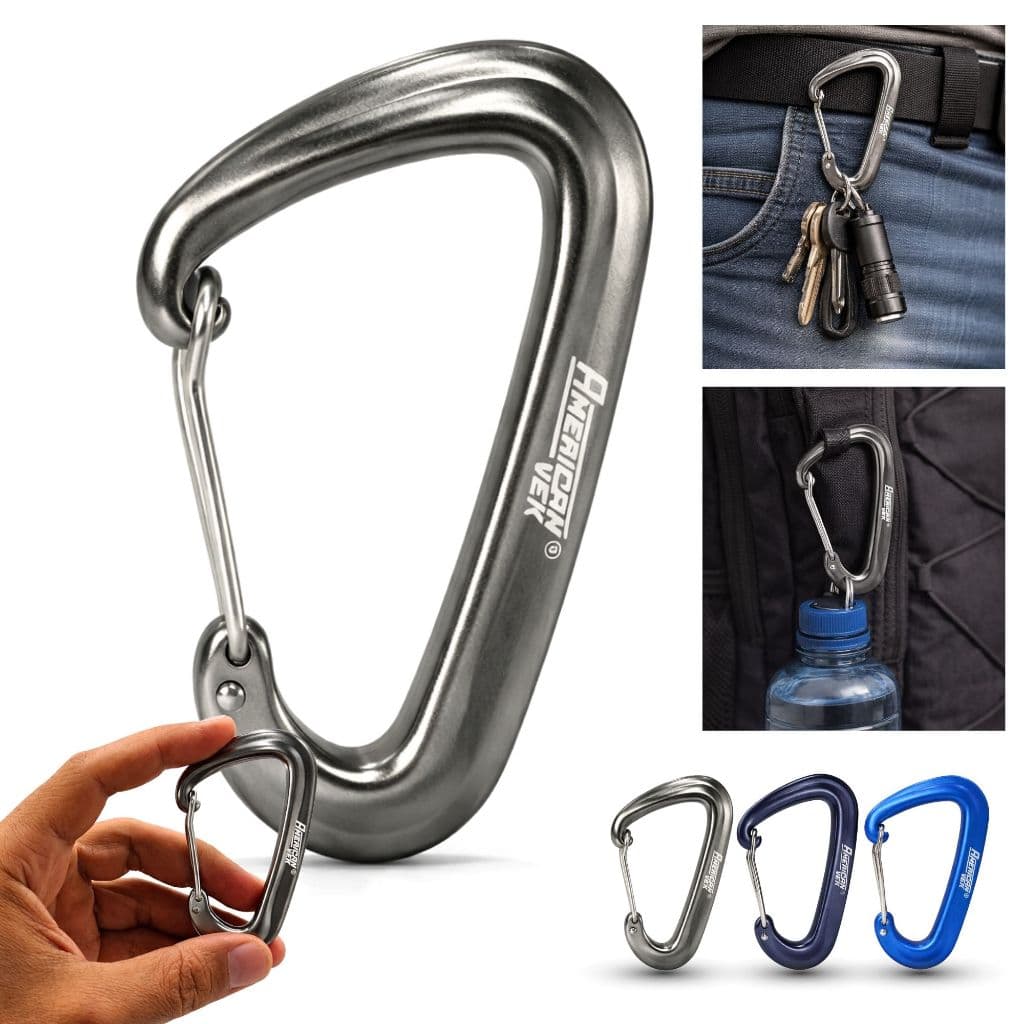 Mosquetão 12kn Aluminio Fosco Para Mochila Chaveiro Trilha Ferramentas