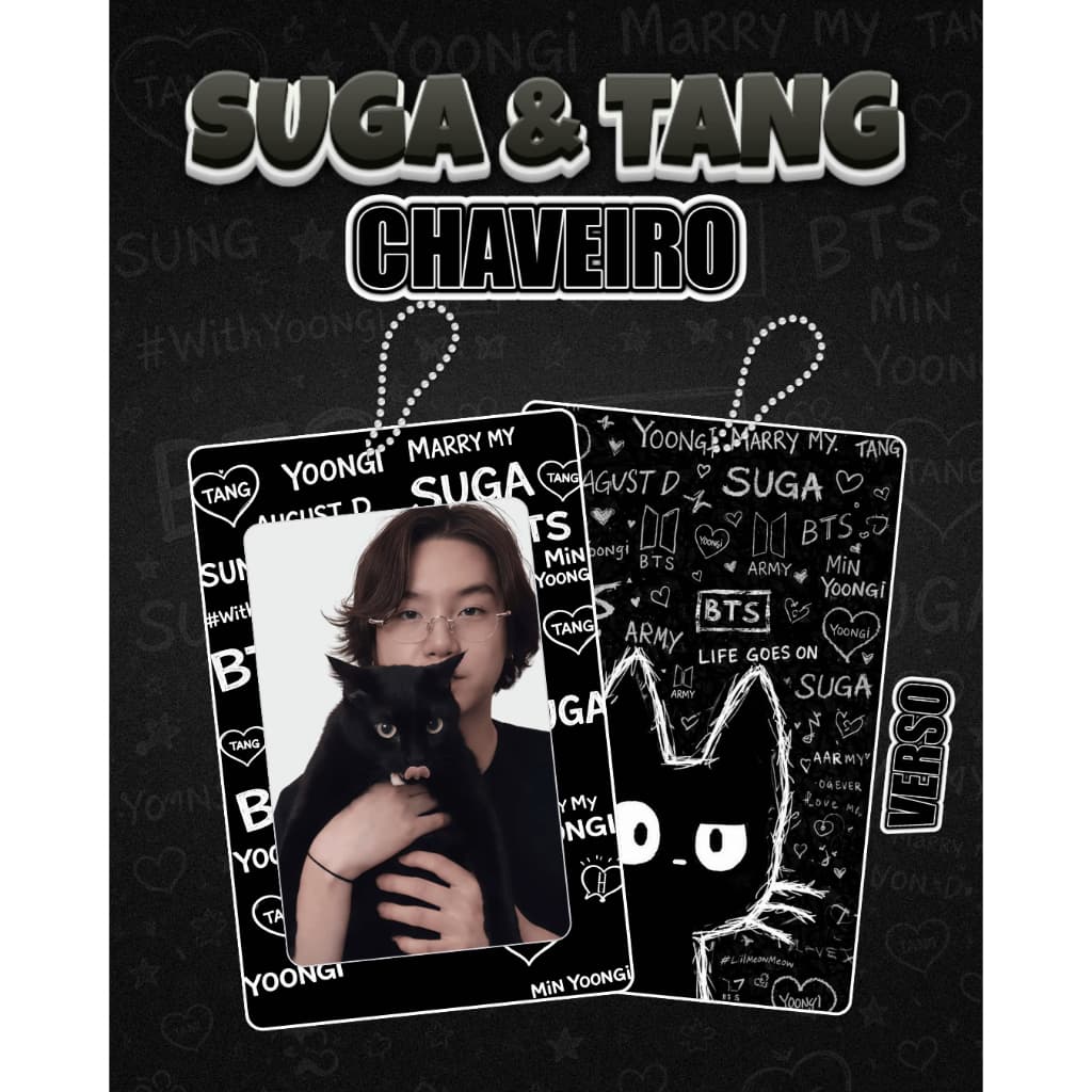 CHAVEIRO HOLDER SUGA BTS E TANG FANMADE - CHAVEIRO MIN YOONGI KPOP PLASTIFICADO
