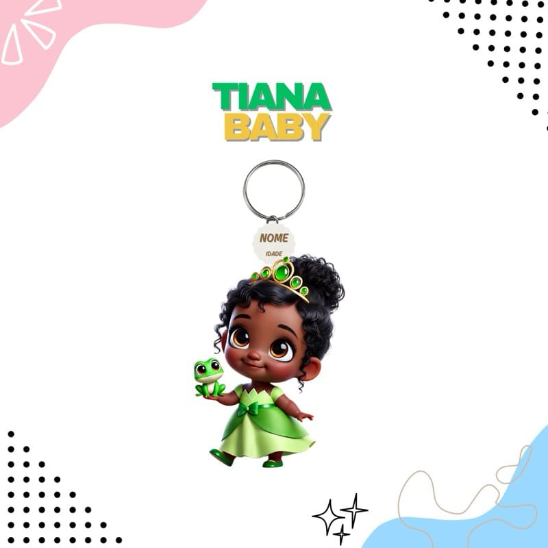 Tiana Baby Cute Chaveiro em Acrilico Molhável Lembrancinha Infantil