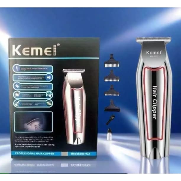 Máquina De Acabamento Profissional Kemei KM-032 Sem Fio Com Pentes E Escova De Limpeza