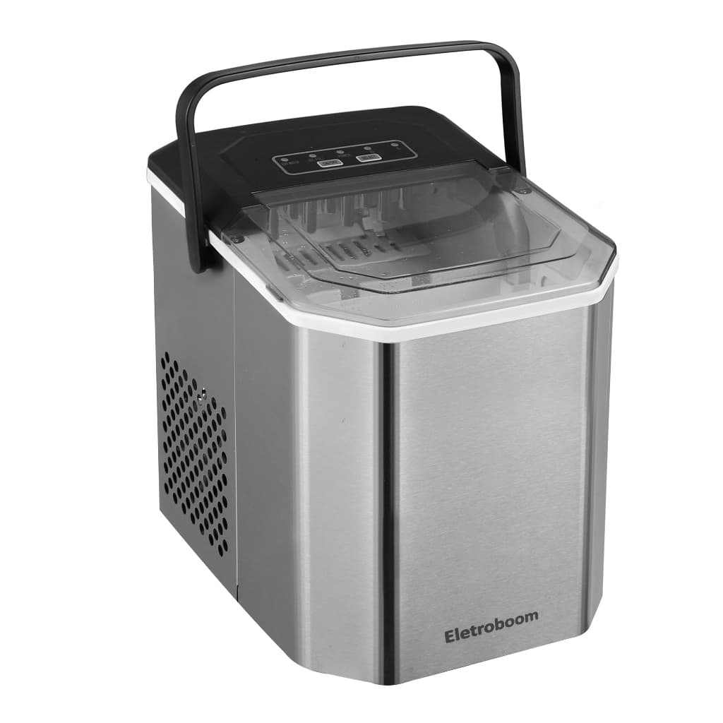 Maquina de Gelo 12kg Cubos Turbo Inox Portatil Eletroboom Ice