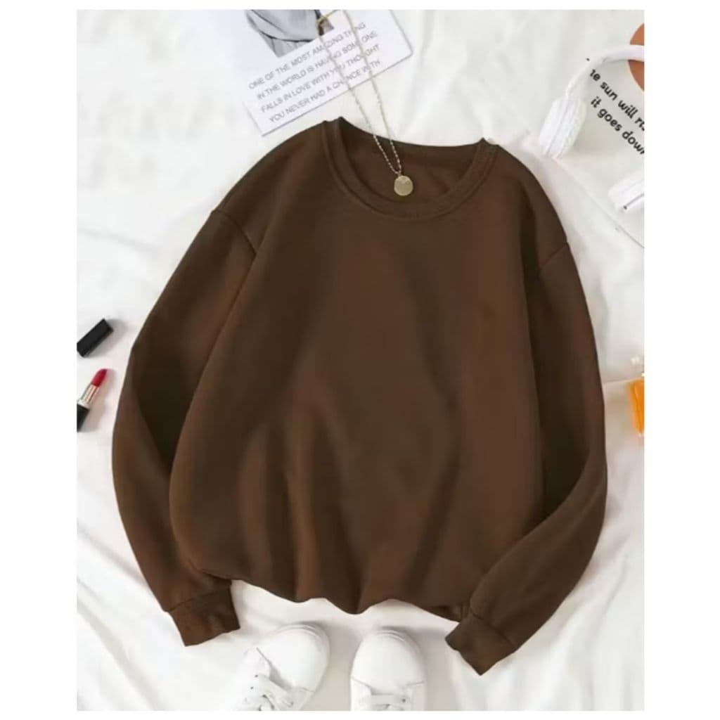 POLAR BEAR Moletom Careca Gola Redonda Algodão Feminino Liso Casual Quente Varias Cores!