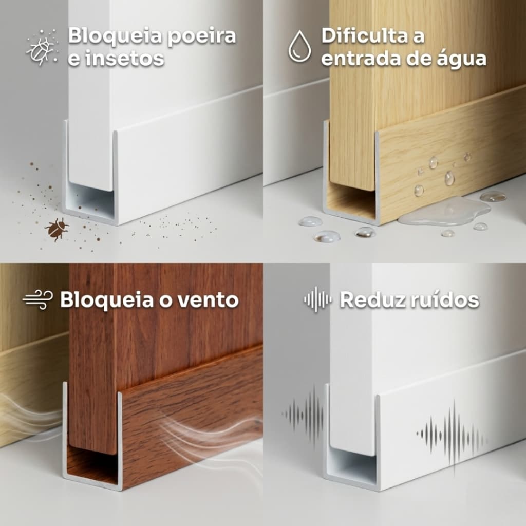 Protetor De Porta Llorie Alumínio Vedação Anti-inchaço bloqueia insetos