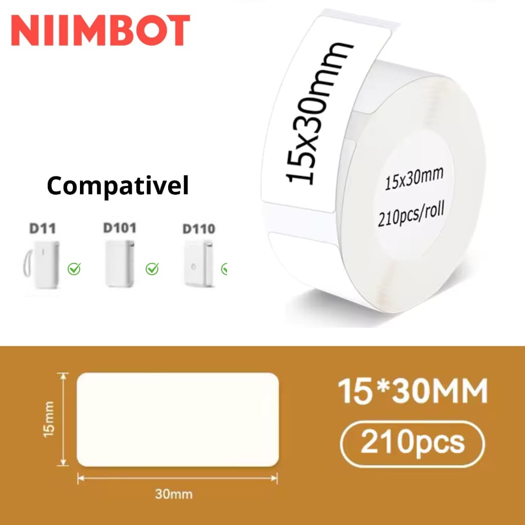 NIIMBOT Rolo Bobina Papel Etiqueta D110 D101 D11 15x30mm