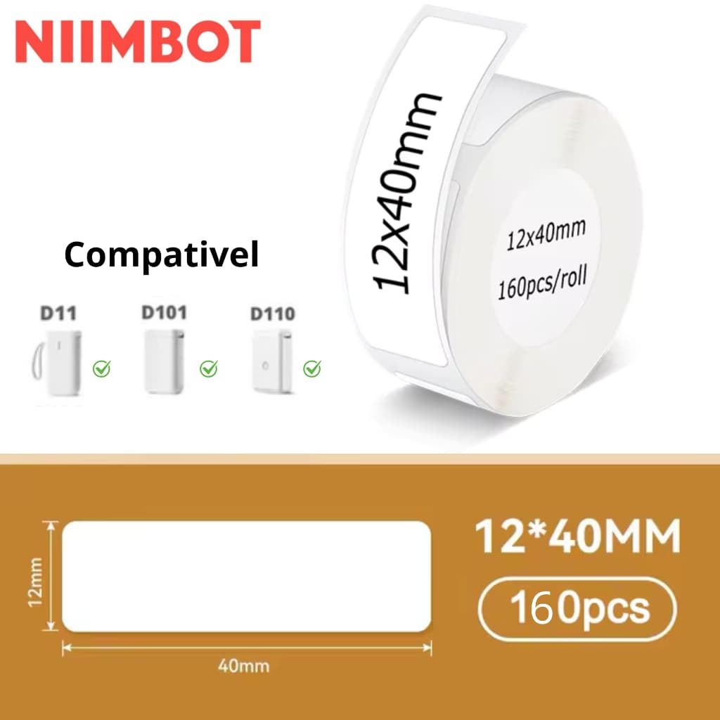 NIIMBOT Rolo Bobina Papel Etiqueta D110 D101 D11 12x40mm
