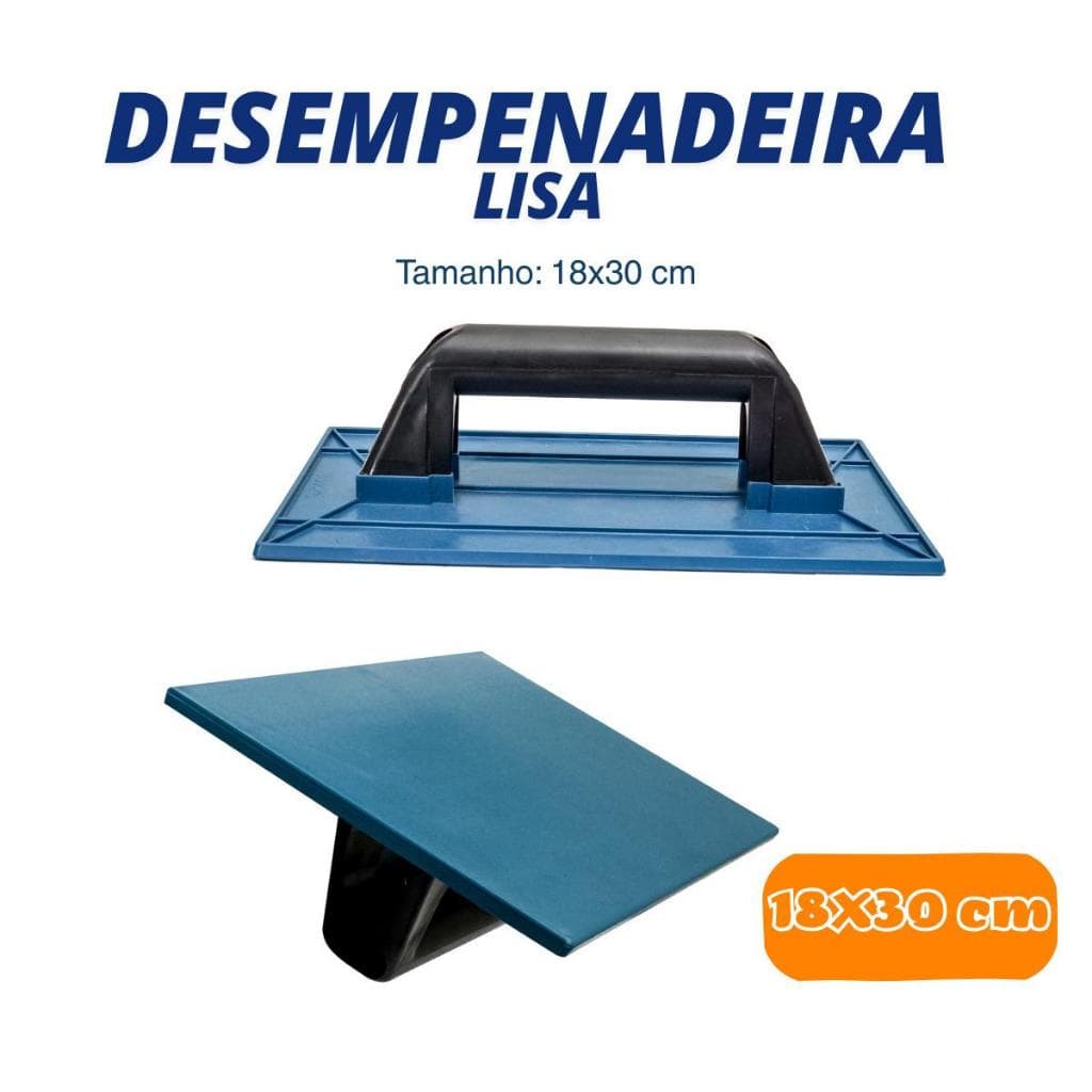 Desempenadeira plástica  PVC 18X30CM LISA AZUL
