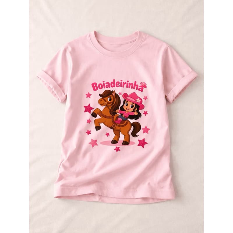 Camiseta Infantil Meninas Boiadeirinha Cavalo Ana Castela Algodão Premium