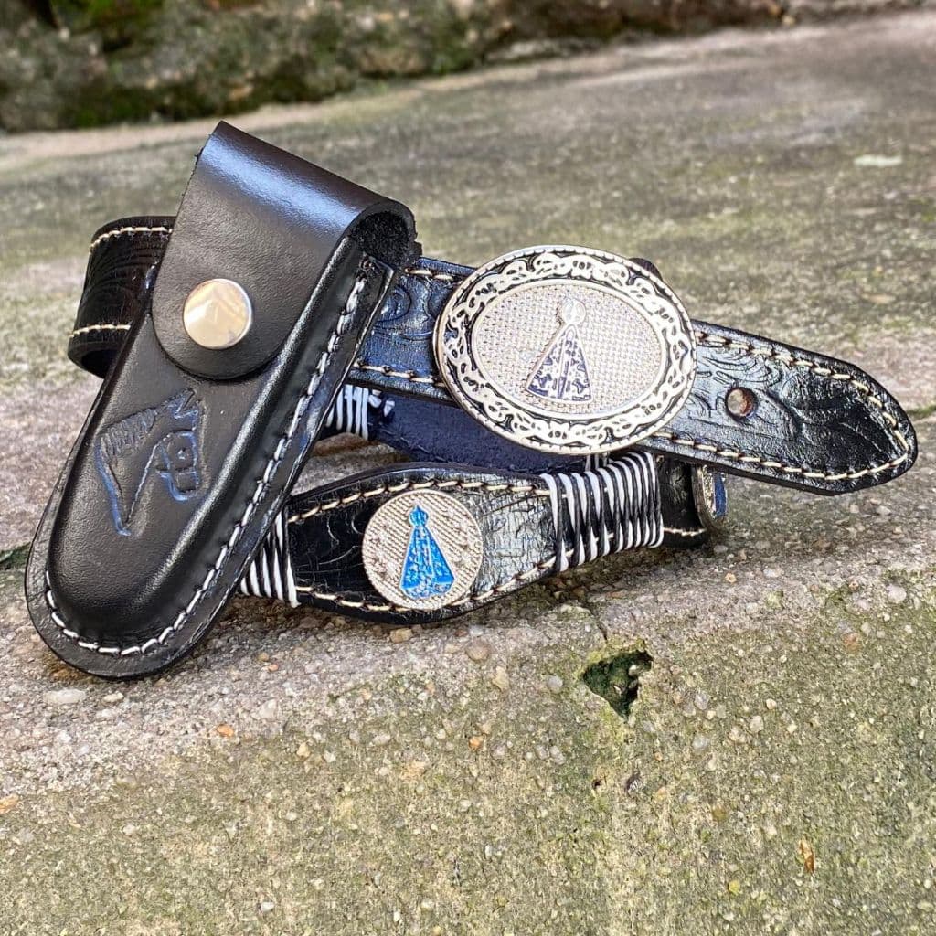 cinto country infantil de couro Mangalarga + bainha