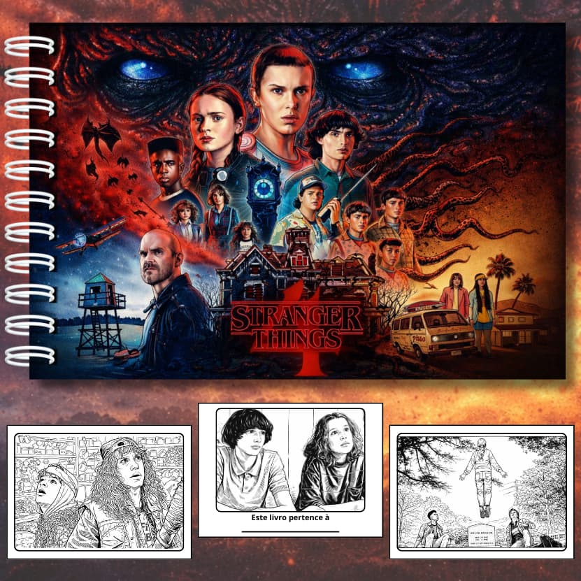 Livro de Colorir Stranger Things | 1ª a 5ª Temporada | Capa Dura Folhas Grossas 180g