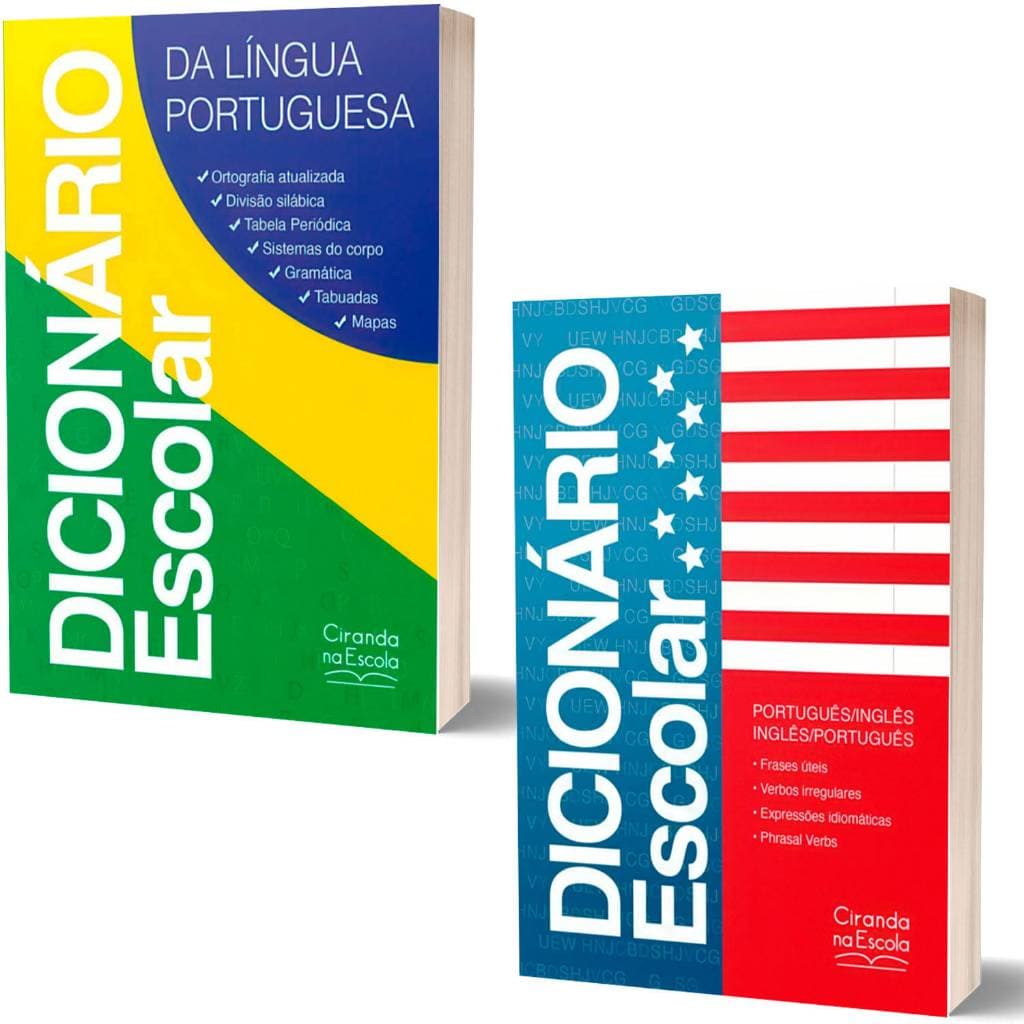Kit Dicionário Escolar da Língua Portuguesa + Tradução Português/Inglês | Atualizado