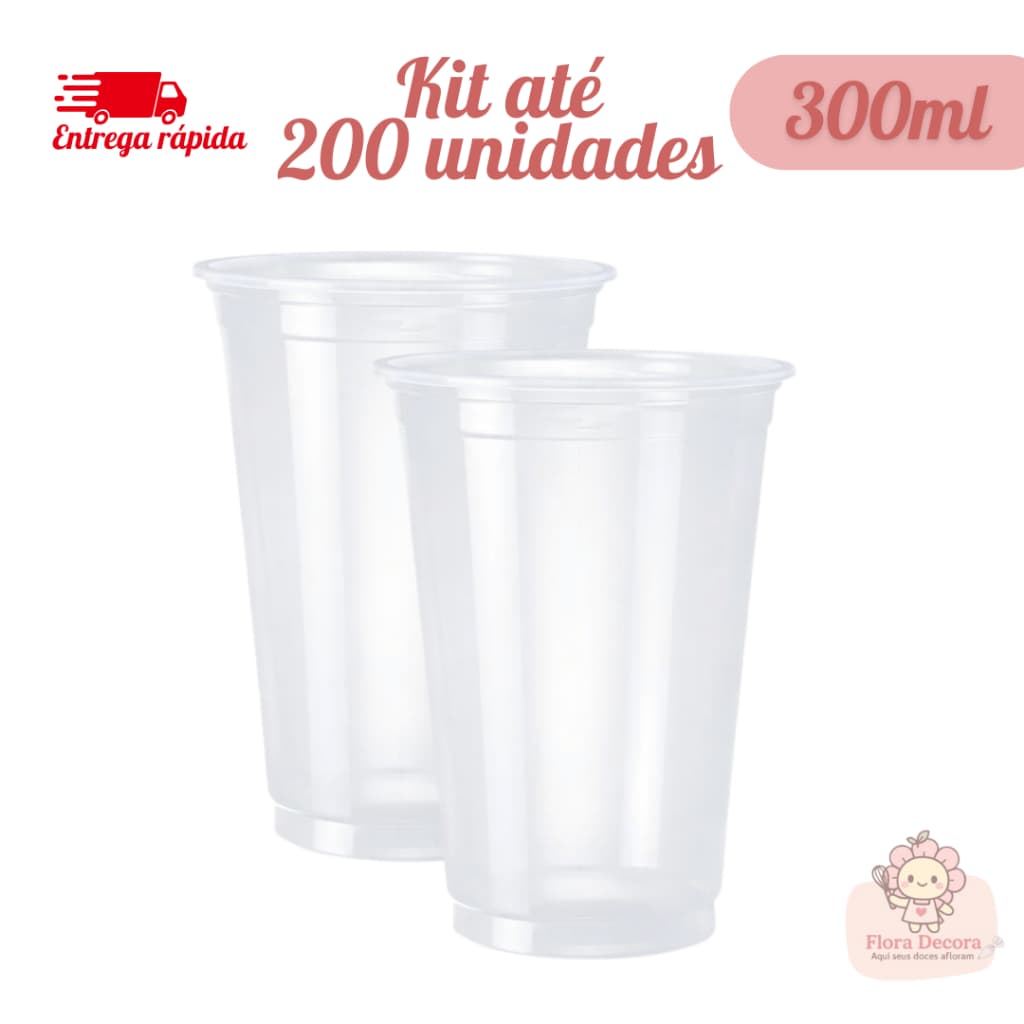 Kit Até 200 Copos Descartável Transparente Plástico Versátil Higiênico 300ml