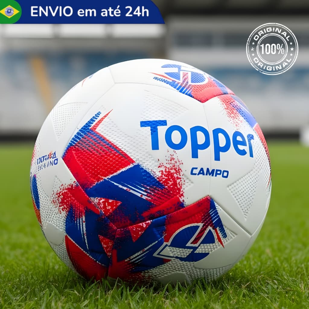 Bola Futebol Campo Topper Profissional PU Tamanho 5 Oficial Profissional Grama Natural Adulto Jovem
