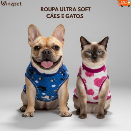 Roupa para Cachorro Roupinha de Inverno Ultra Soft Caes Pet Estampa Sortida Porte Pequeno e Médio