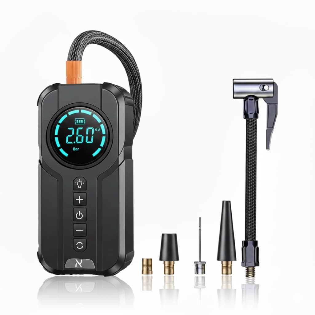 Bomba de Ar Portátil Recarregável Digital 150 PSI USB Tipo C 6000mAh Lanterna Carro Moto Bike