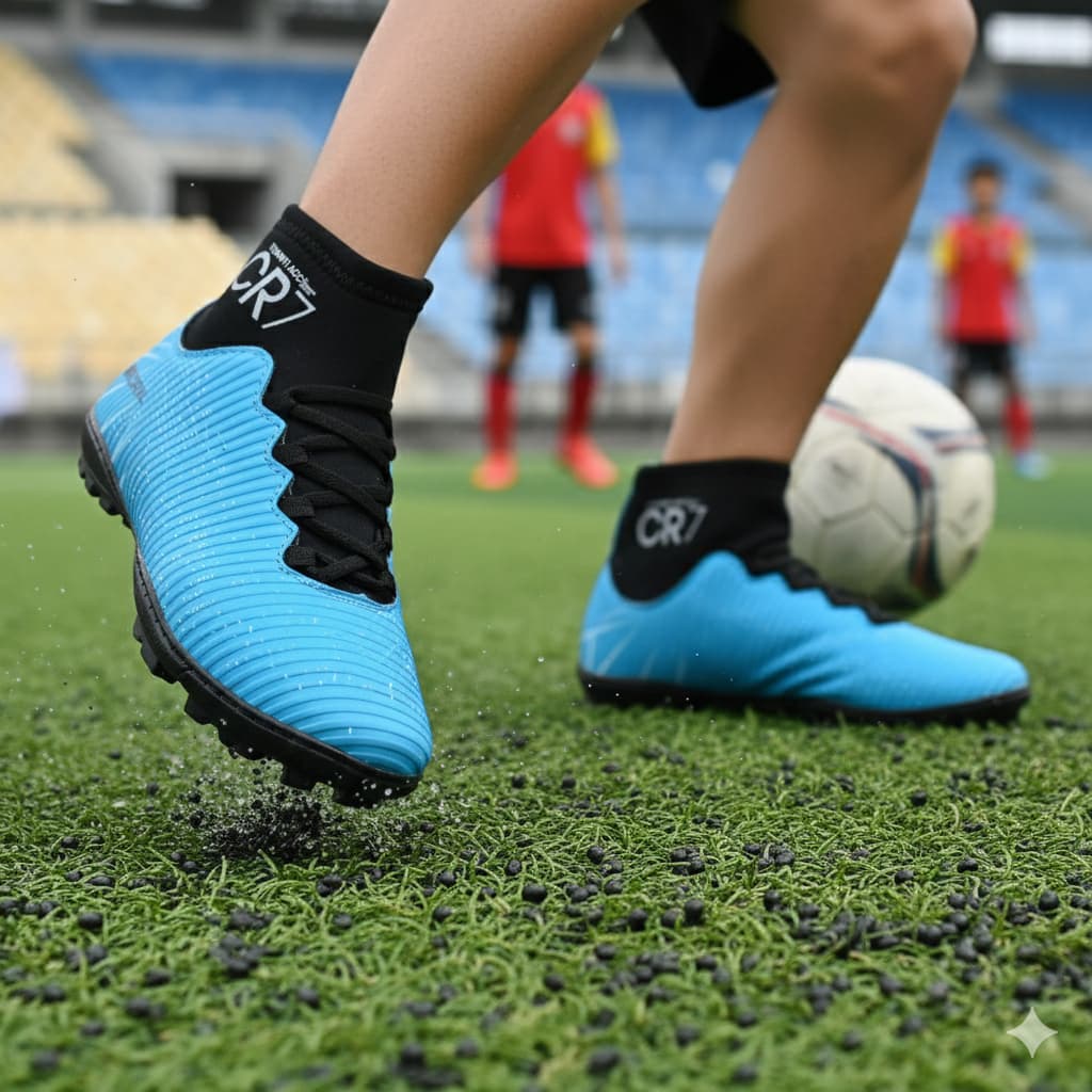 Chuteira Botinha Infantil Cano Alto Society Grama Sintética Reforçada Leve Confortável Antiderrapant