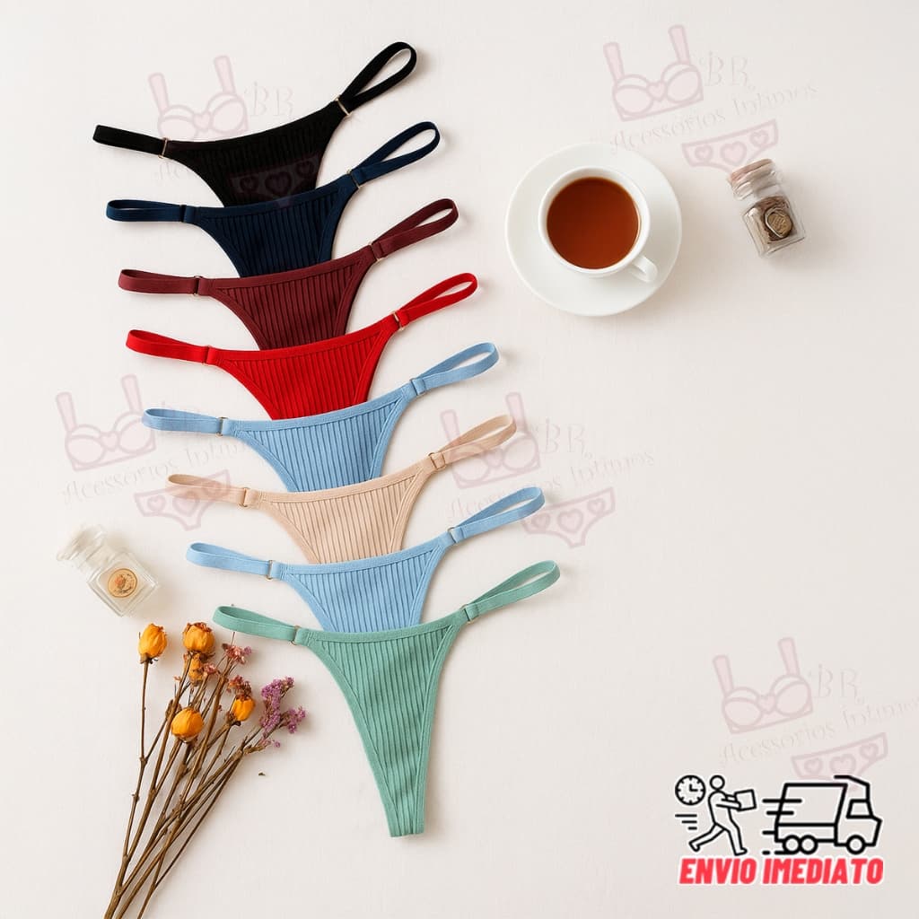Kits Calcinhas Canelada fio dental regulagem Microfibra lingerie sexy