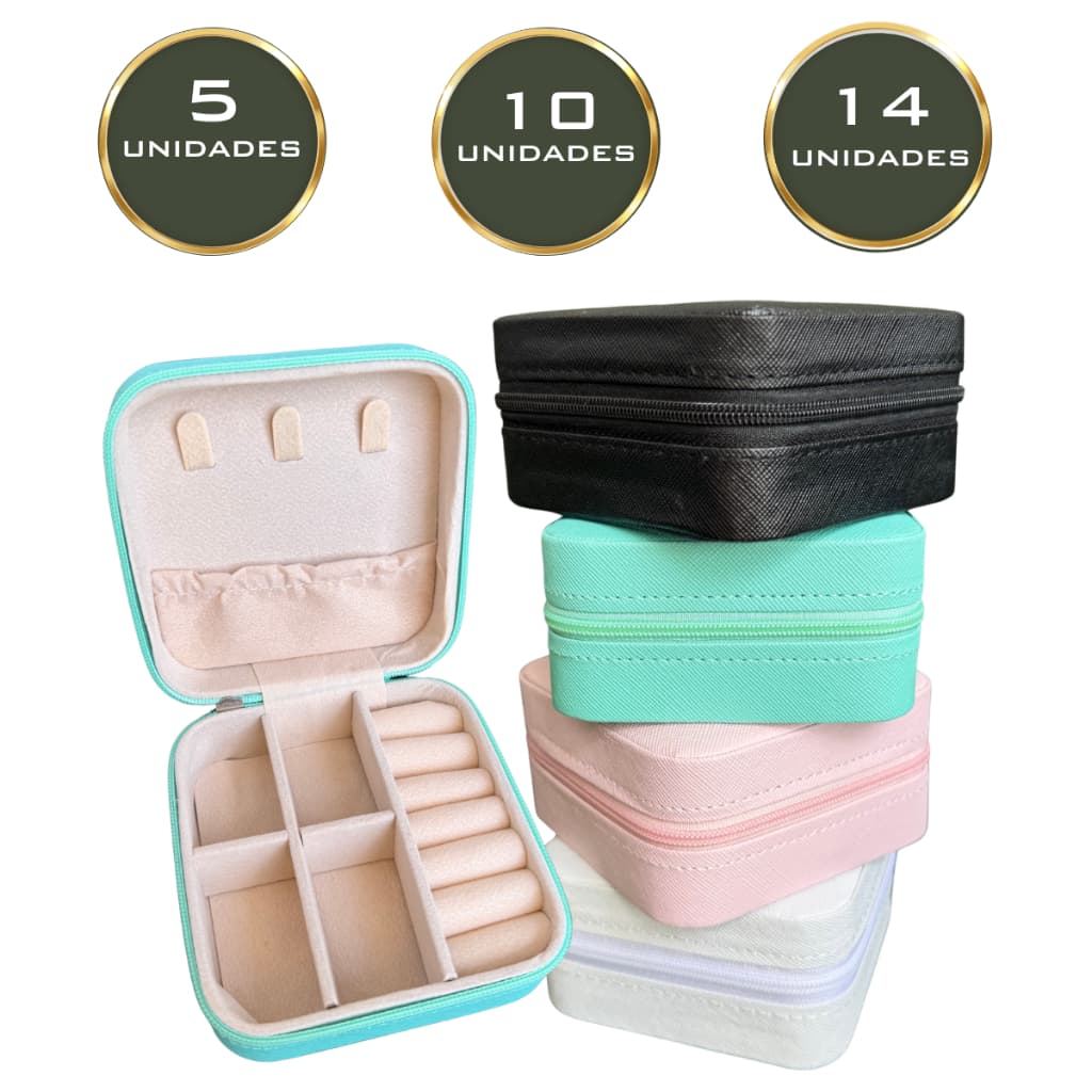 Kit 5/10/14 Mini Porta Joias Bolsa Viagem Portatil Estojo Atacado Casamento Lembrança Presente