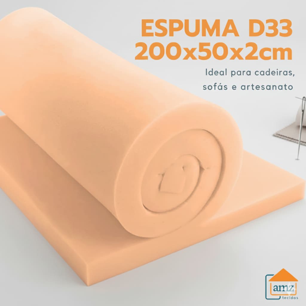 Espuma Tapeçaria Automotivo Sofá Reforma D33 2.00x50x2cm
