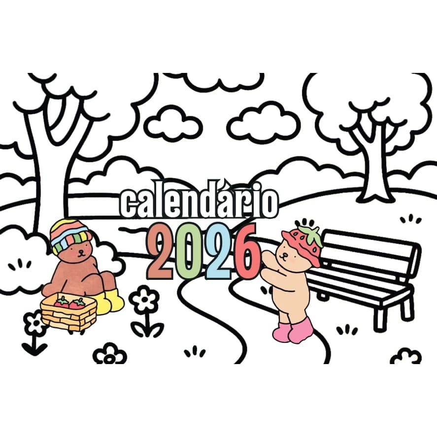 ENVIO RÁPIDO calendário de colorir 2026 URSINHO BOB calendário pintar livro GODS GOODS GOODIES GODIES