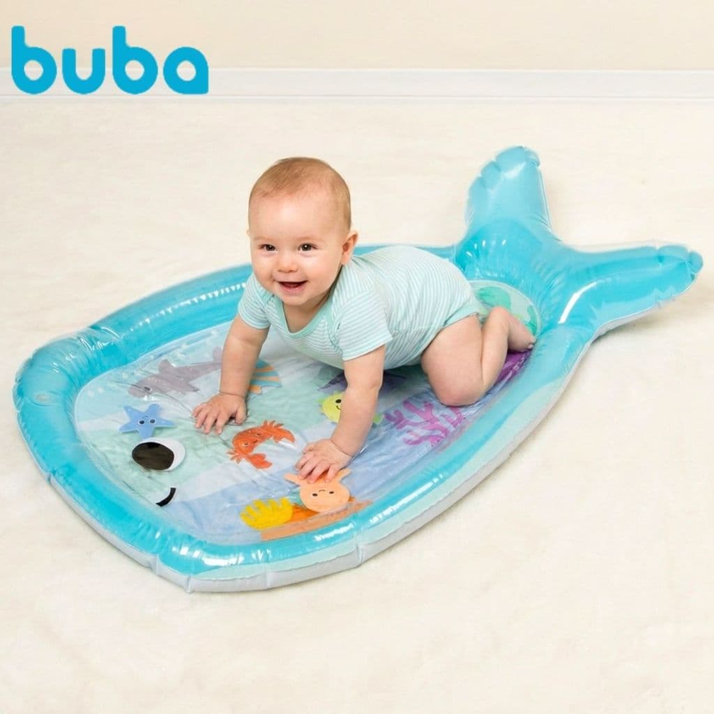 Tapete Infantil de Água Grande Baleia Bebê Inflável Atividade Sensorial Almofada Menino Menina Buba