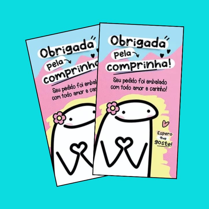 100 Folhetos de agradecimento fofos para clientes flork - folha matte A4