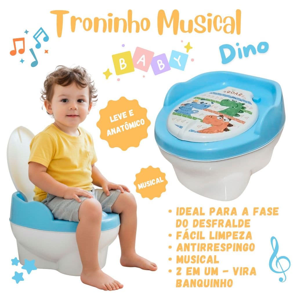 Privadinha Infantil Penico Troninho Crianças Bebês Desfralde Musical Leve e Anatômico para Fase do Desfralde