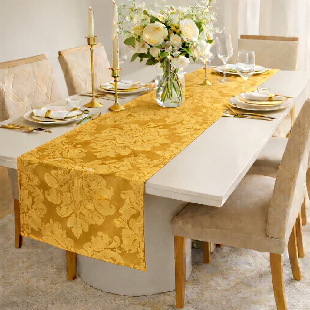 Caminho de Mesa Trilho Jacquard 1,40 x 0,40 Luxo Alta Qualidade Cozinha Sala e Jantar Elegante