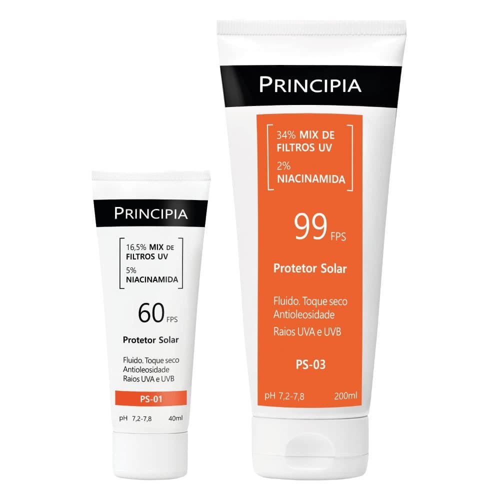 Principia Kit Protetor Solar Facial PS-01 FPS 60 + Protetor Solar Corporal PS-03 FPS 99
