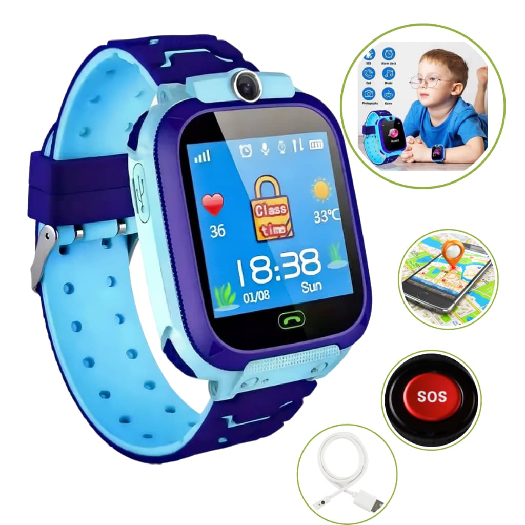Relógio Inteligente Infantil Com Chamada Sos E Câmera Gps Lanterna Resistente A Agua