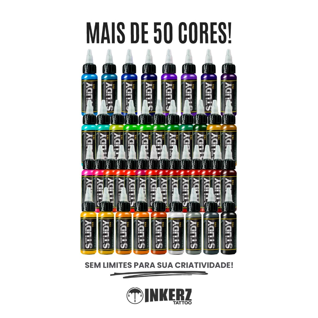tinta study Ink 30 ml cores diversas variadas tattoo estudo iniciante pele artificial