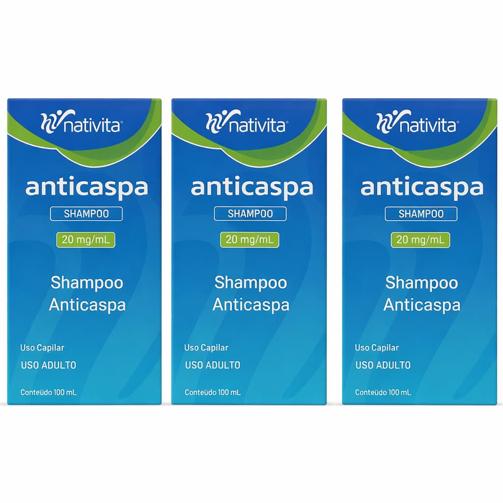 Kit 3x Shampoo Anticaspa Coceira e Dermatite Seborreica 100ml Nativita