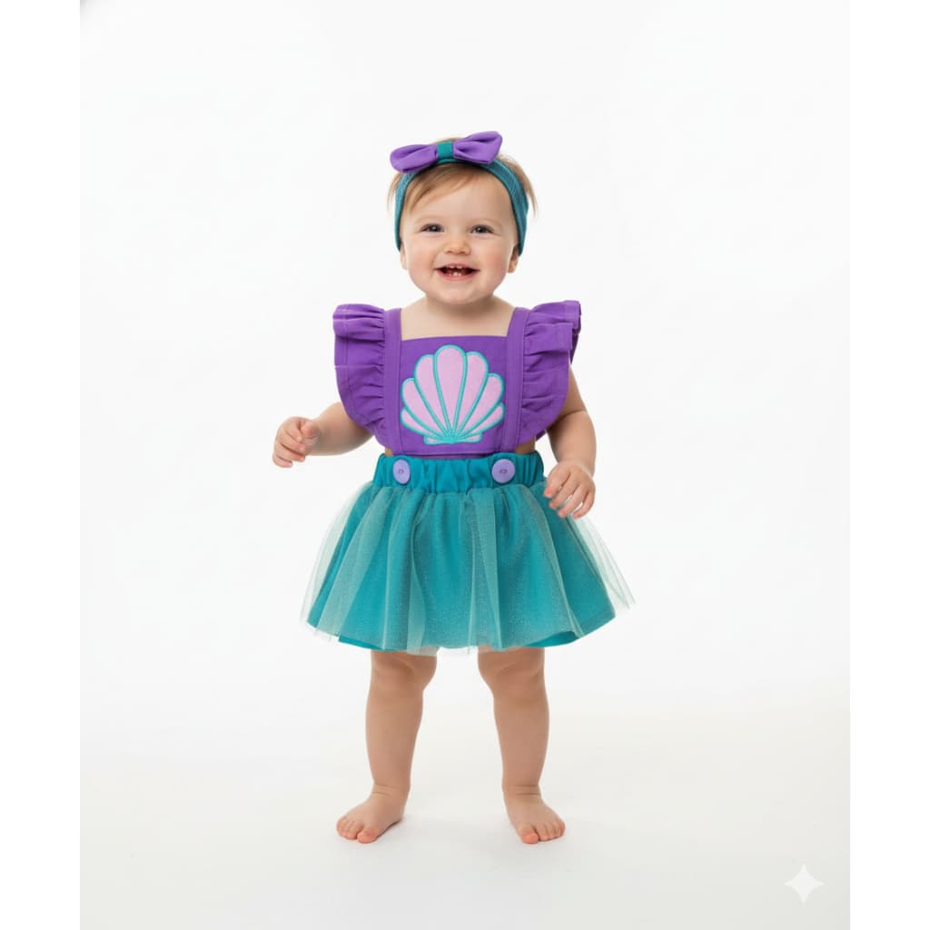 Romper Pequena Sereia Infantil Salompete Blogueirinha - Roupinha Mesversario Bebês