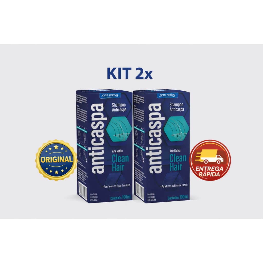 Kit 2x Shampoo Anticaspa Clean Hair 100ml Arte Nativa