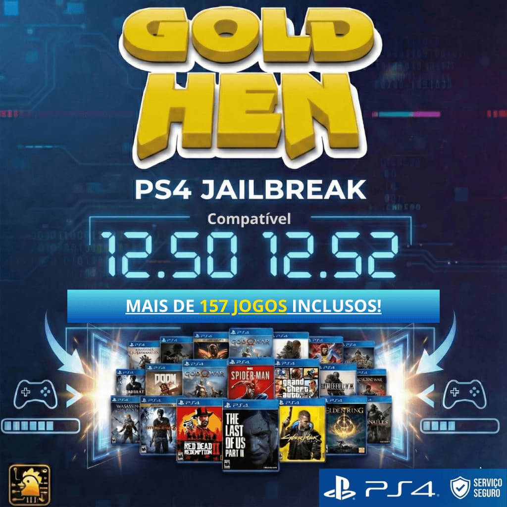 GoldHEN PS4 12.50 12.52 Disco Desbloqueio BD-J - Todas Versões Anteriores
