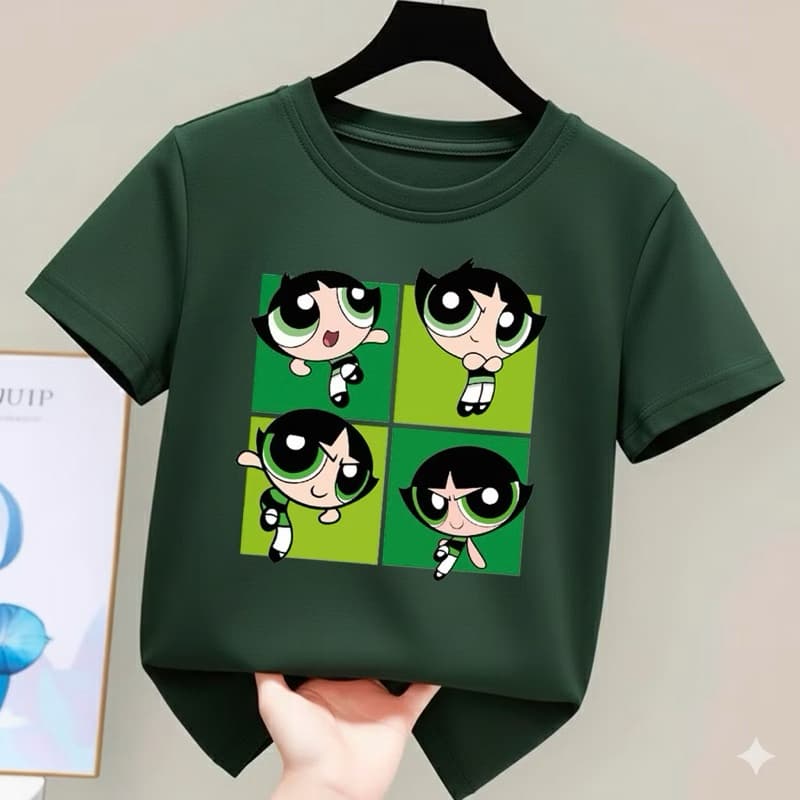 Camiseta Infantil De Algodão Lindinha/Florzinha/Docinho As Meninas SuperPoderosas Estampadas