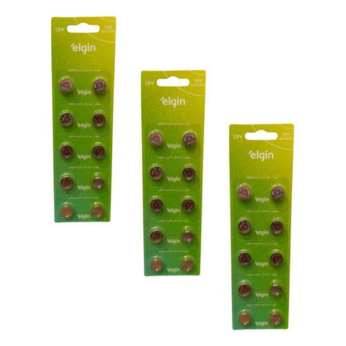 30 Baterias Alcalina Lr54 Lr1130 Ag10 Elgin Botão Moeda